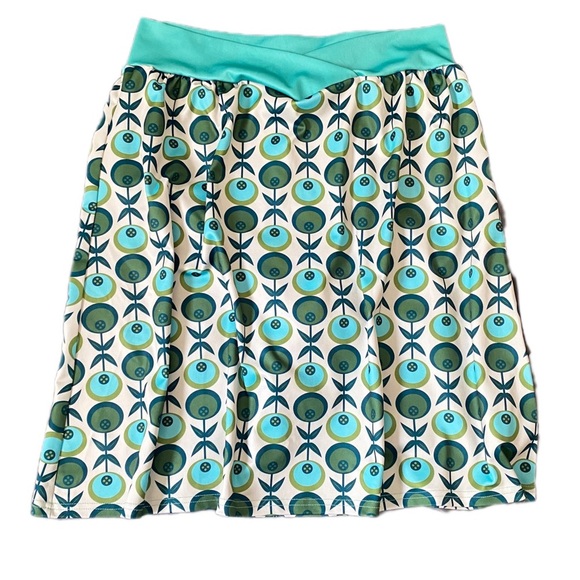 Misslook Retro Midi-Skirt 70’s Inspired Groovy Olive Printed MCM Style Size L - Picture 1 of 8